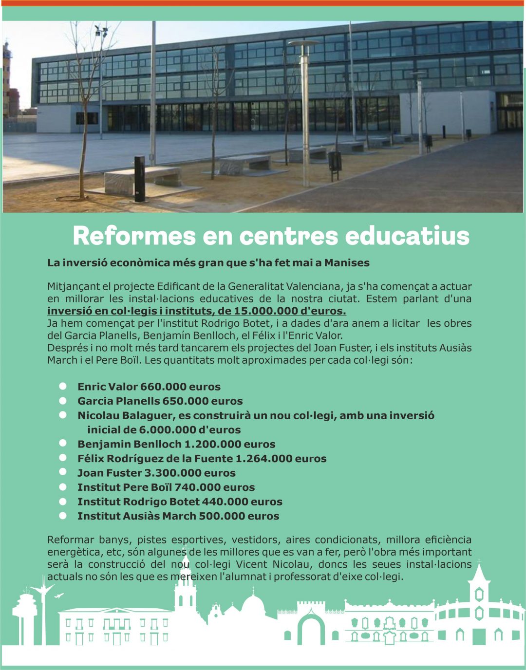 Reformes en centres educatius